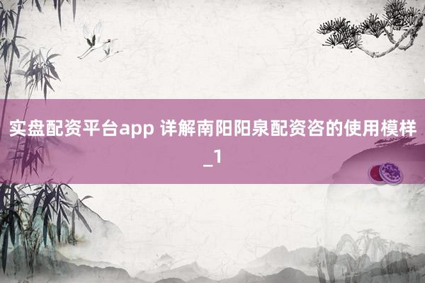 实盘配资平台app 详解南阳阳泉配资咨的使用模样_1