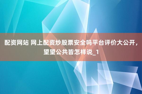 配资网站 网上配资炒股票安全吗平台评价大公开,望望公共皆怎样说_1