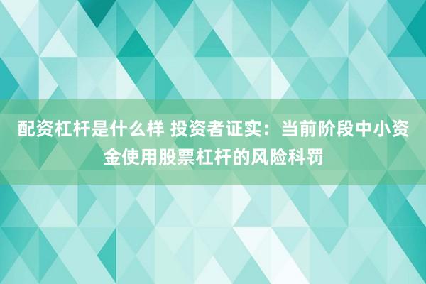 配资杠杆是什么样 投资者证实：当前阶段中小资金使用股票杠杆的风险科罚
